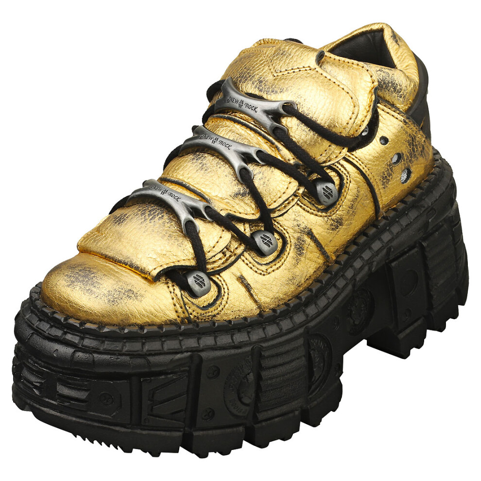 (5) New Rock M-106wall-c17 Unisex Ankle Boots in Gold Black