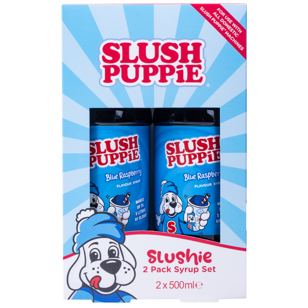 Slush Puppie Blue Raspberry Syrups Gift Set. 2 x 500ml Slushy Slush Puppy