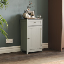 Priano Grey 1-Drawer 1-Door Freestanding Storage Cabinet, Compact & Durable MDF with Powder-Coated Finish (3331331)