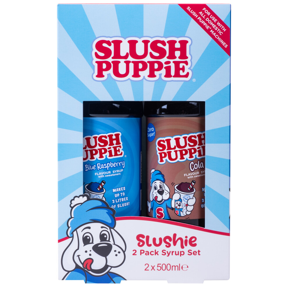 SLUSH PUPPiE 2-Pack Syrup Set. Zero Sugar Blue Raspberry & Cola Flavour Slushy