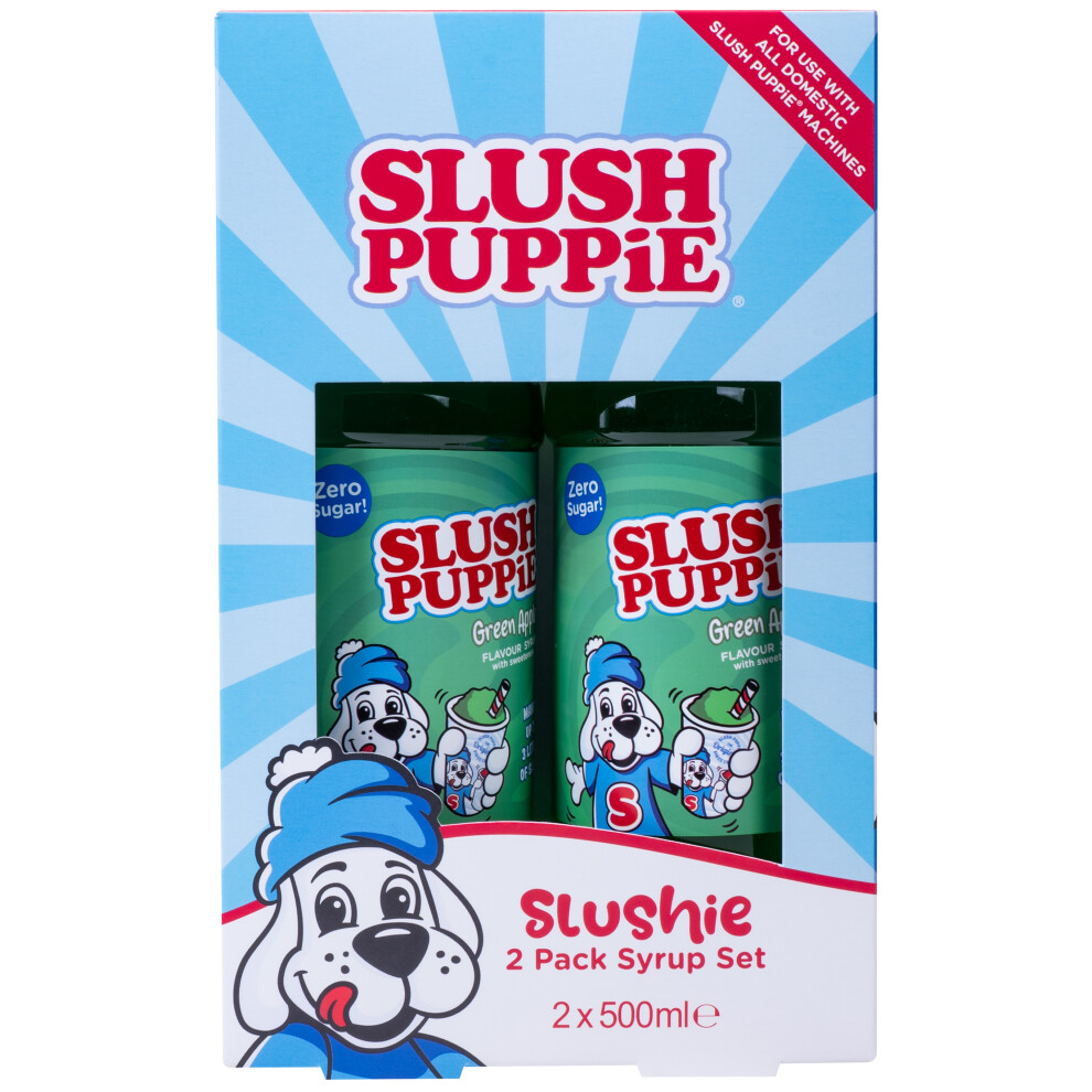 SLUSH PUPPiE 2-Pack Syrup Set. Zero Sugar Apple Flavour Slushy Slush Puppy