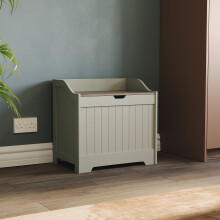 Priano Laundry Chest Clothes Storage Basket Oak Lid