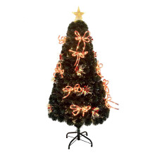(3FT) Fibre Optic Christmas Tree Pre-Lit Green LED Ribbon Bow Xmas Décor