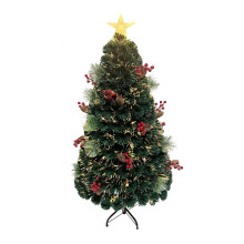 (3FT) Fibre Optic Christmas Tree Pre-Lit Green Pinecones Berries Xmas Décor
