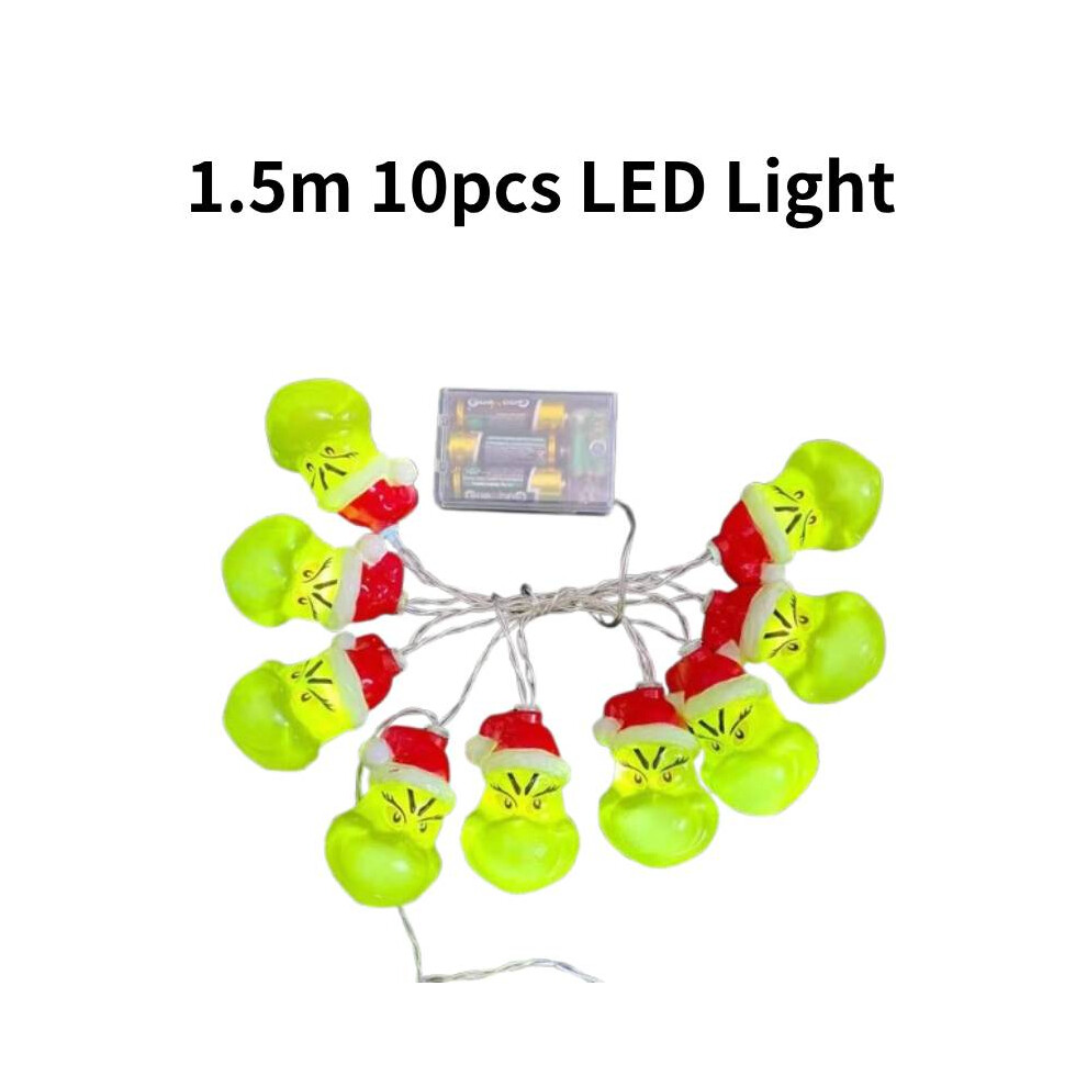(10 Pcs) The Grinch Christmas Tree Decorative Lamp Warm White Light Festive Decoration