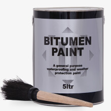 (Bitumen Paint 5L) 5L Bitumen Paint with Brush - Flat Roof Waterproofing Compound - Quality Flat Roof Sealant Paint for House and Shed Roof Repair DIY