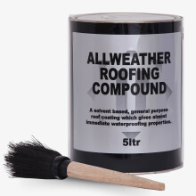 (Roofing Compound 5L) 5L Bitumen Paint with Brush - Flat Roof Waterproofing Compound - Quality Flat Roof Sealant Paint for House and Shed Roof Repair DIY