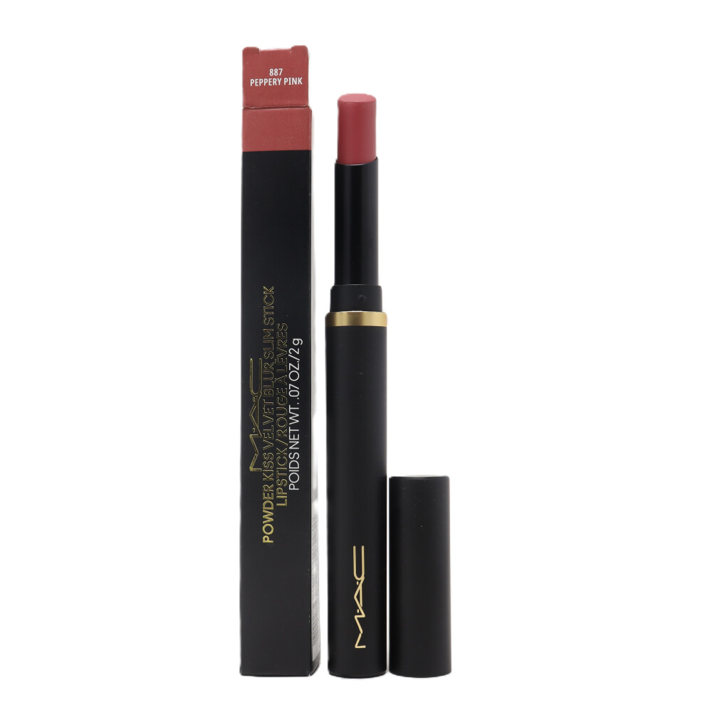 (887 Peppery Pink) Mac Powder Kiss Velvet Blur Slim Stick  0.07oz/2g New With Box