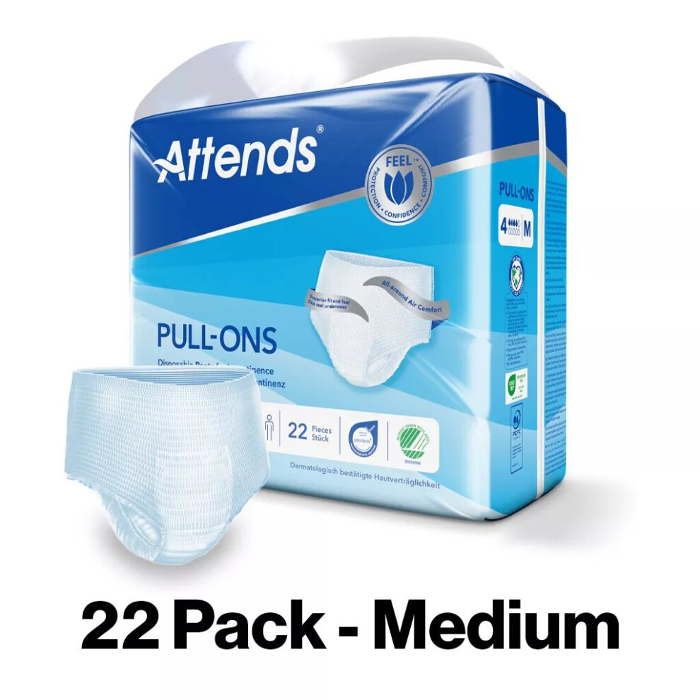 Adult Nappies Incontinence Pull up Pants ATTENDS 4M MEDIUM x 22