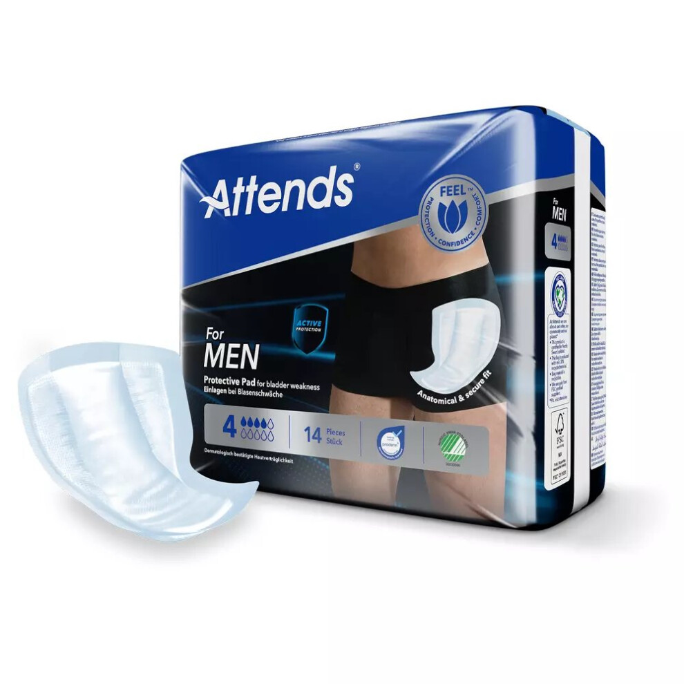 Attends For Men Level 4 Incontinence Pads  1 Pack of 14