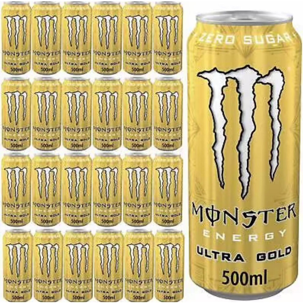 (Monster Ultra Gold 24 Pack) Wholesale Drinks, Bulk Cases of Soft Drinks, Monster, Fanta, Coke, Pepsi and More Beverage