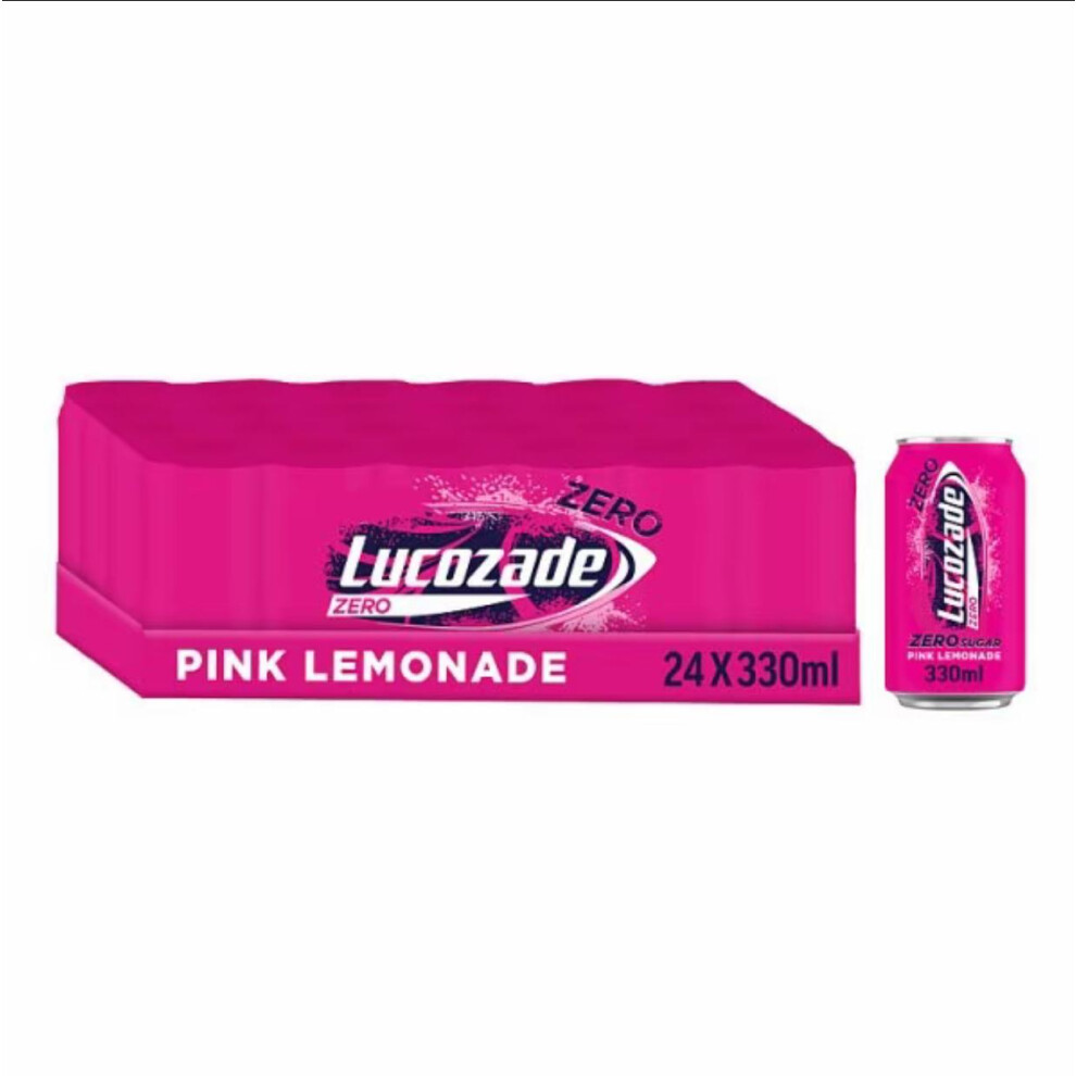 (Lucozade Zero Pink Lemonade 24 x 330ml Cans) Wholesale Drinks, Bulk Cases of Soft Drinks, Monster, Fanta, Coke, Pepsi and More Beverage