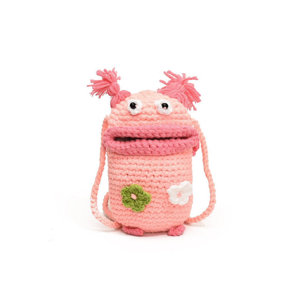 (Pink) And Delightful Unique Woven Yarn Bag For Children Featuring Fun Cartoon Aesthetics-image-OPC-PFJWW28-NEW