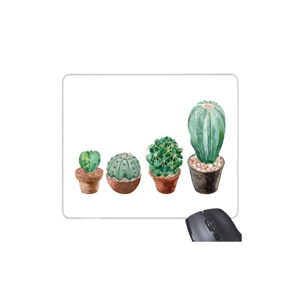Succulents Cactus Potted Illustration Mouse Pad Non-Slip Rubber Mousepad Game Office 697184811432