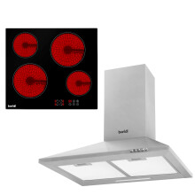 Baridi 4 Zone Ceramic Hob & Chimney Style Cooker Hood Bundle - DH181