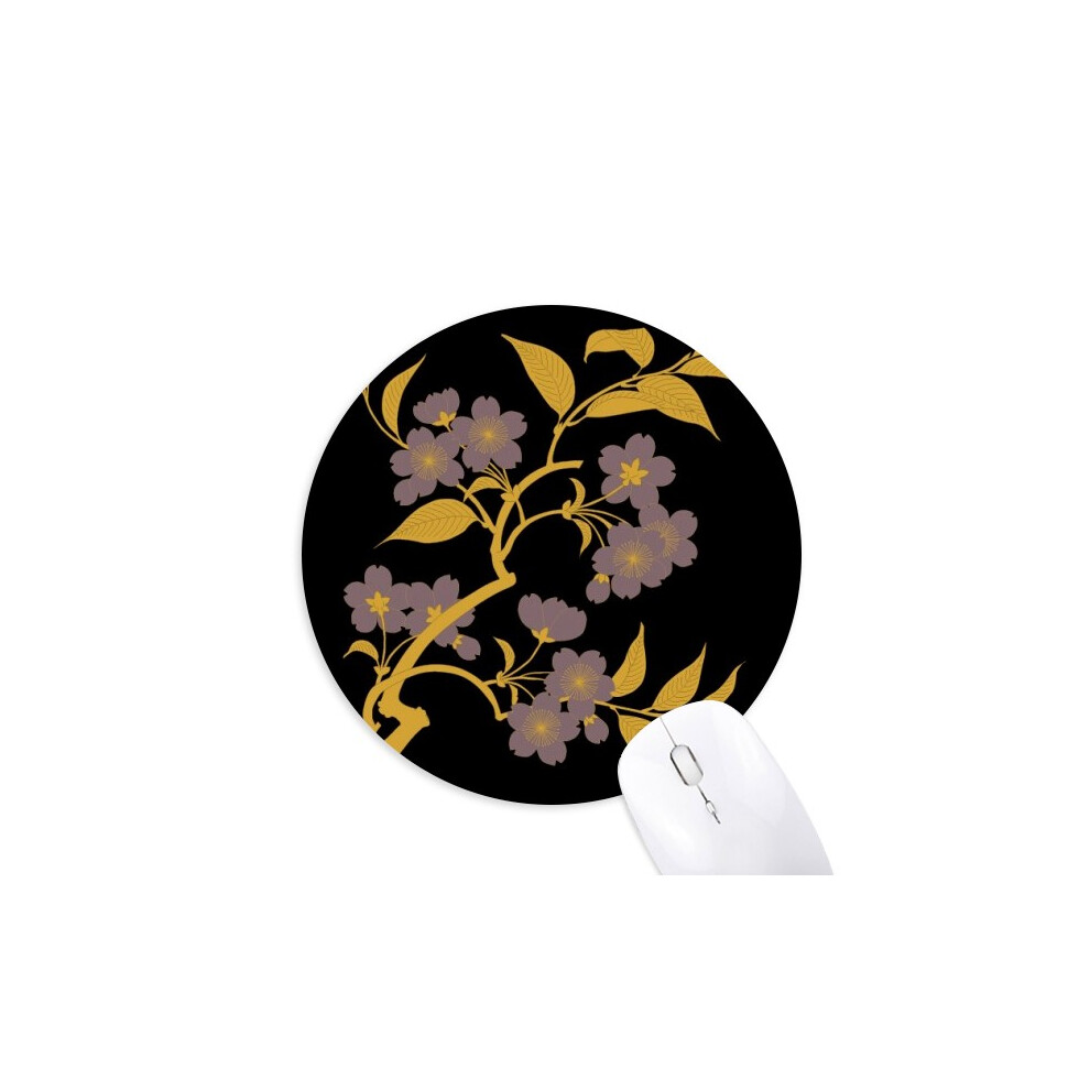 Painting Japanese Culture Flower Mouse Pad Comfortable Game Office Mat Black 697184812620