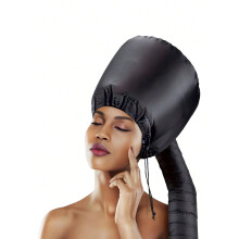 (Black, 2 Pcs (drying Hood)) Dryer cap with integrated headband reduces heat around ears and neck Ideal for curly hair, speeds up drying time