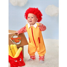 (Yellow, 12-18M) Persoplay Kids Newborn Baby Boys & Girls Casual Cute Clown Costume Patchwork Striped Romper, Suitable For Party, Outing, Halloween