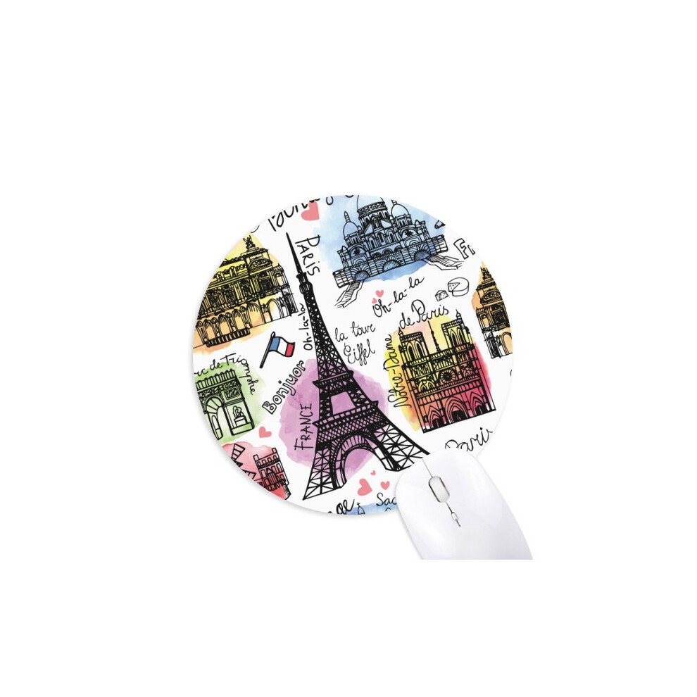 Building France Eiffel Tower Watercolor Mouse Pad Comfortable Game Office Mat 697184814334
