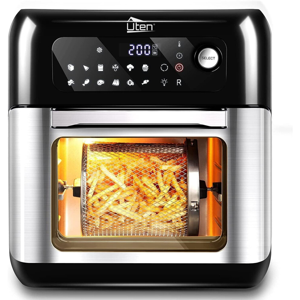 (10L-Touch Screen Air Fryer Oven, Black, Stainless Steel) , Uten 10L Digital Air Fryer Oven, Smart Countertop Oven with 12 Preset Menus, LED Touch Screen Temperature and Control