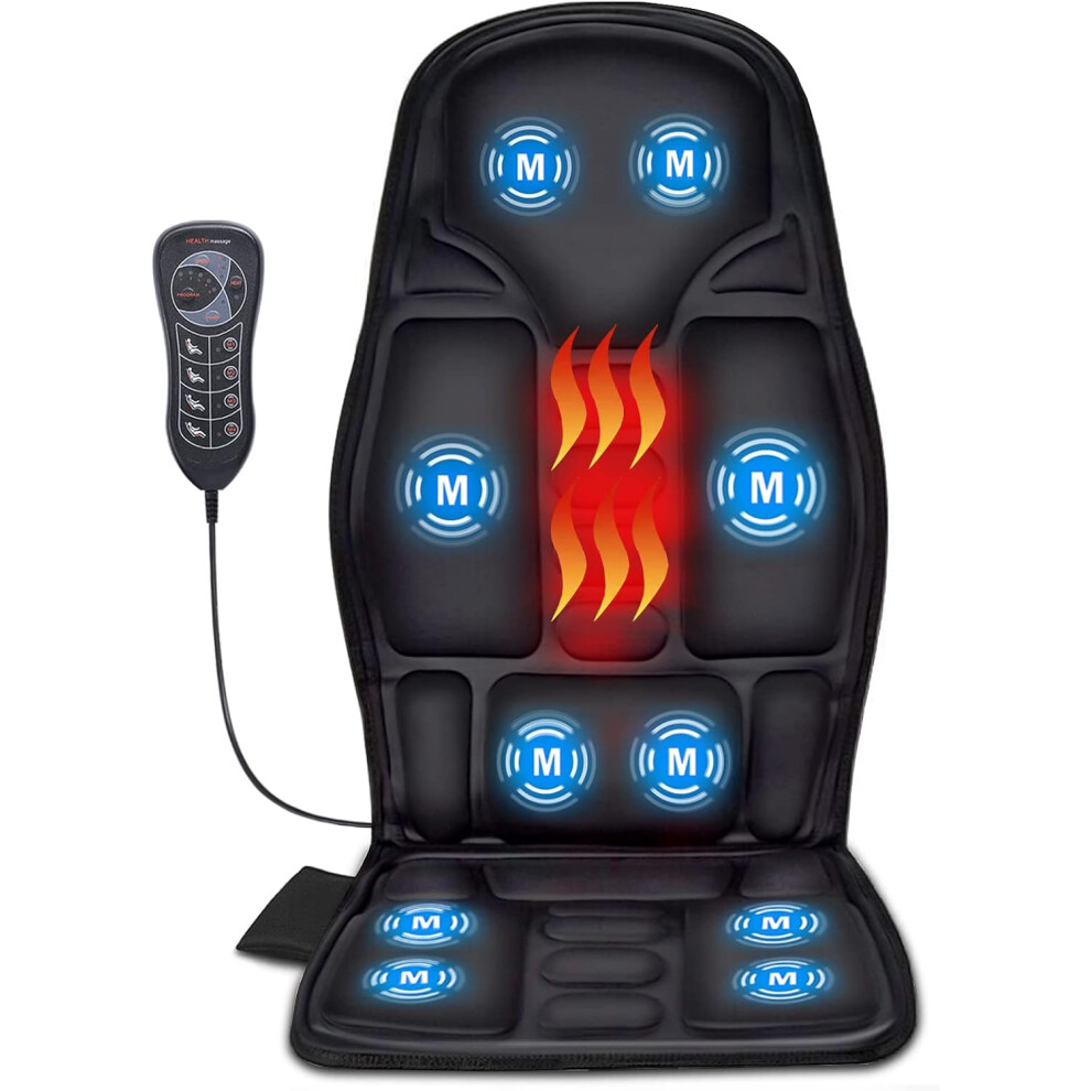 Deep tissue vibration chair massage cushion, chair massager with 10 vibration motors, seat cushion massager for back pain relief