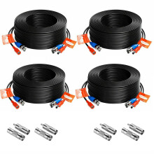 ZOSI 4 Pack 30M 100FT Extension Cable CCTV Camera BNC DC Power Lead
