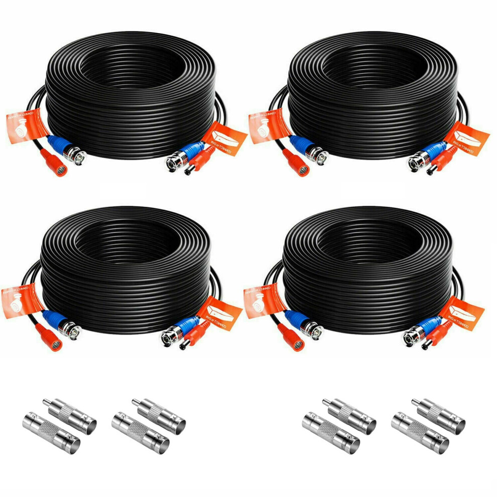 Zosi 4 Pack 30M 100Ft Extension Cable Cctv Camera Bnc Dc Power Lead