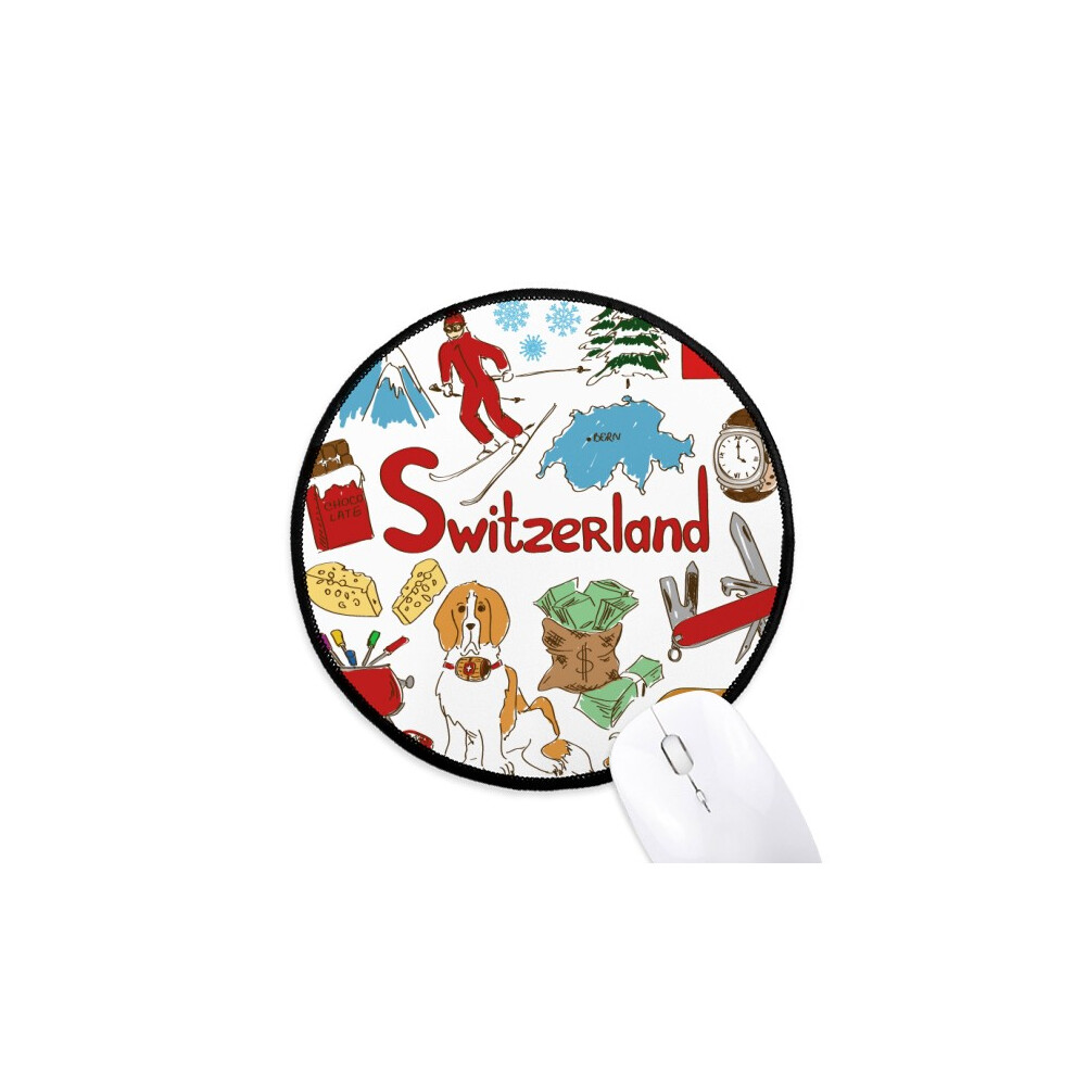 Switzerland Landscape National Flag Mouse Pad Desktop Office Round Mat For Computer 697184820380