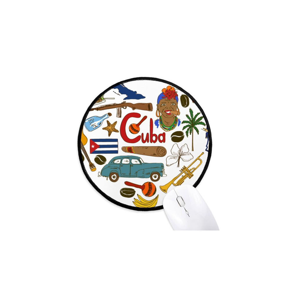 Cuba Love Heart Landscap National Flag Mouse Pad Desktop Office Round Mat For Computer 697184820397