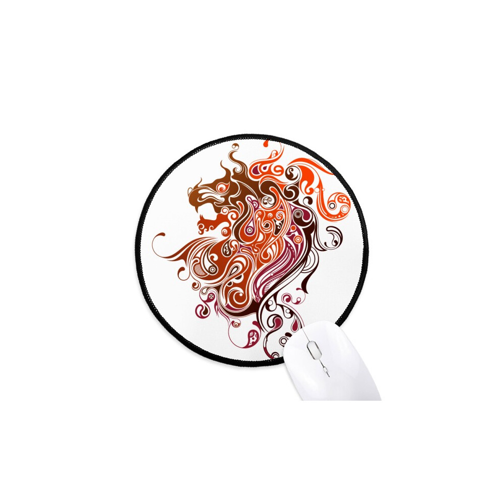 Colorful Dragon Animal Art Outline Mouse Pad Desktop Office Round Mat For Computer 697184820489