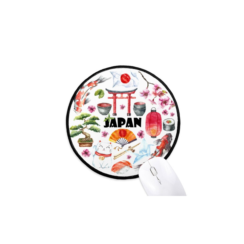 Japan Cute Japanese Style Watercolor Mouse Pad Desktop Office Round Mat For Computer 697184820533