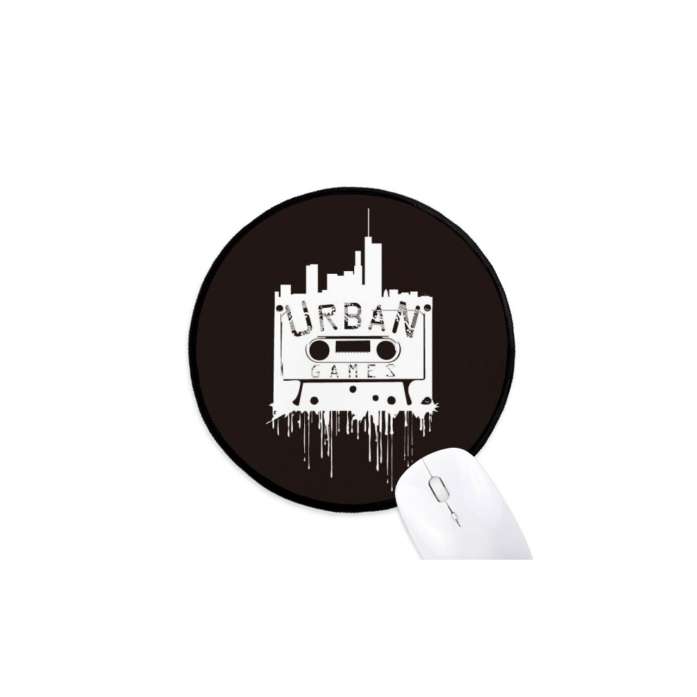 Street Landmark Outline Pattern Graffiti Mouse Pad Desktop Office Round Mat For Computer 697184820557