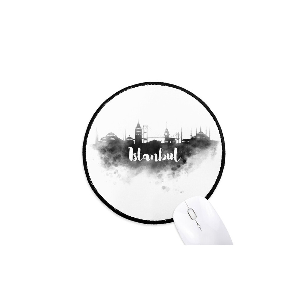 Istanbul Turkey Landmark Ink City Painting Mouse Pad Desktop Office Round Mat For Computer 697184820731