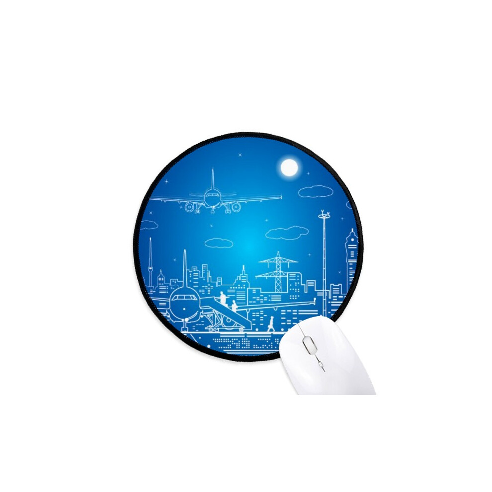 Metropolis City Aircraft Cloud Landscape Mouse Pad Desktop Office Round Mat For Computer 697184820762