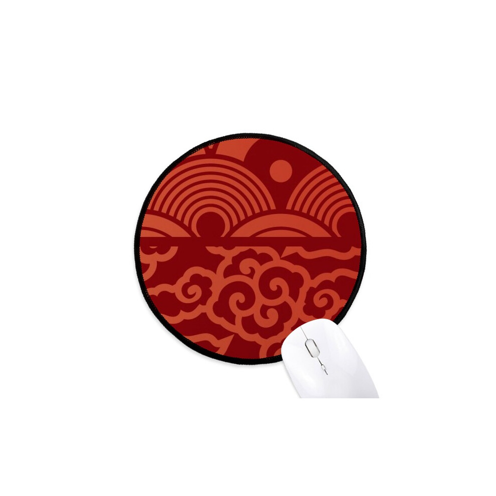 Clouds Waves Pattern Chinese Japanese Style Mouse Pad Desktop Office Round Mat For Computer 697184821004