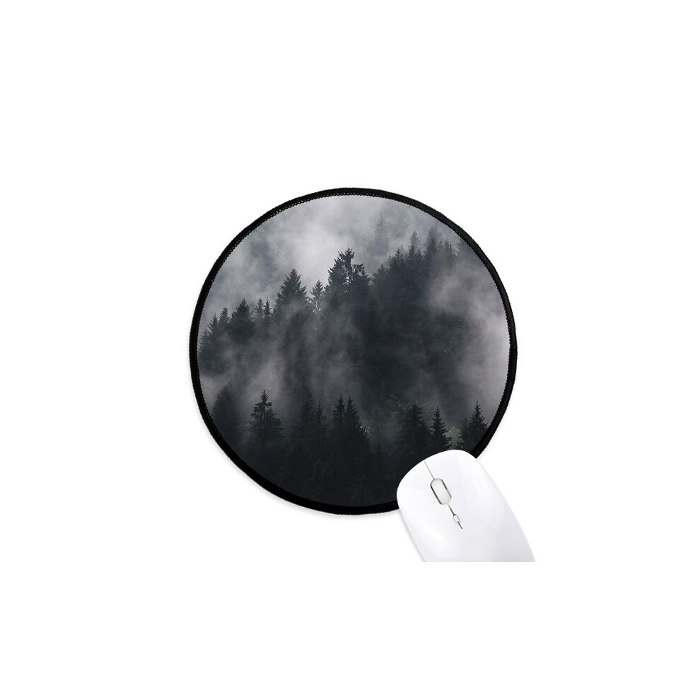 Mountain Fog Mist Mouse Pad Desktop Office Round Mat For Computer Dark 697184821066