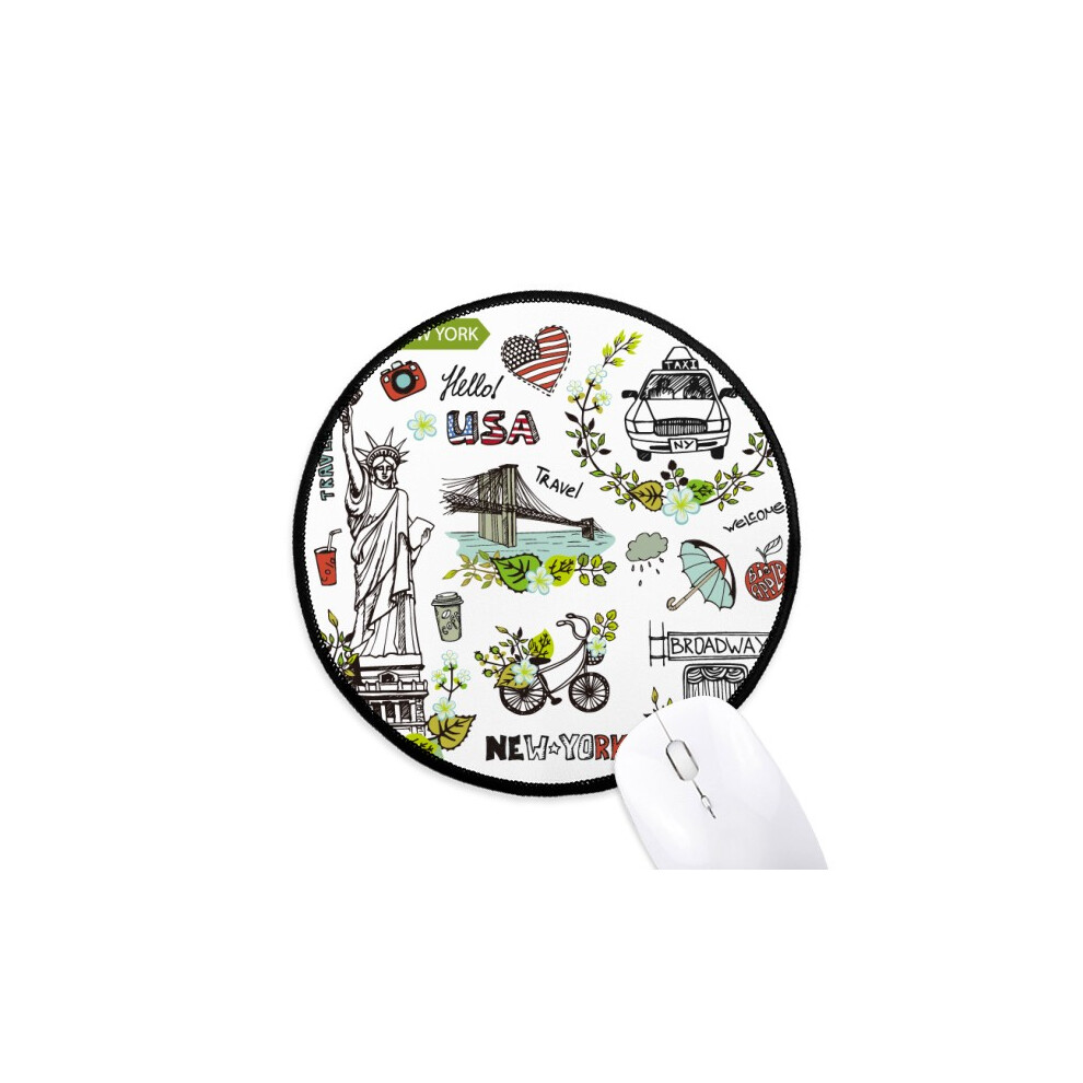 Sp New York America Graffiti Mouse Pad Desktop Office Round Mat For Computer 697184821097