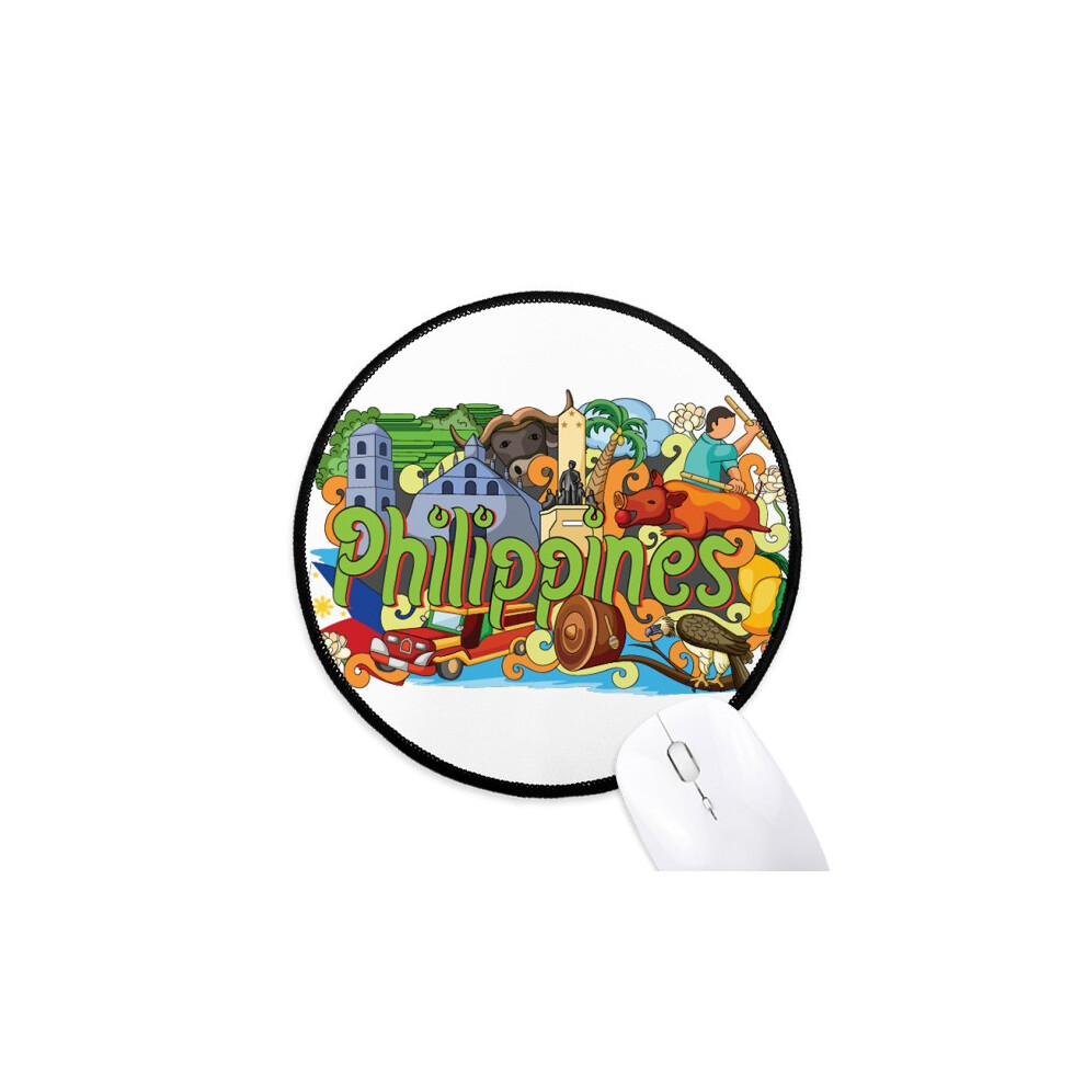 Caguen Philippine Graffiti Mouse Pad Desktop Office Round Mat For Computer 697184821103