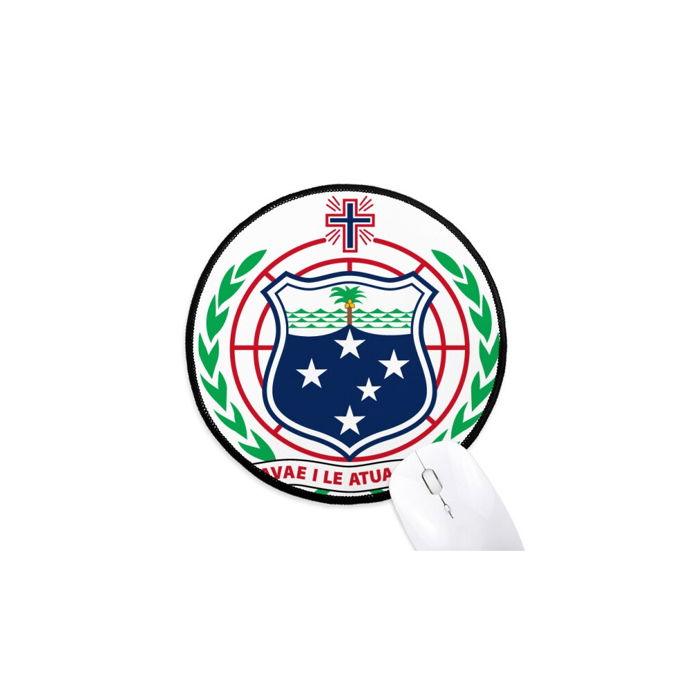 Samoa Oceania National Emblem Mouse Pad Desktop Office Round Mat For Computer 697184821219