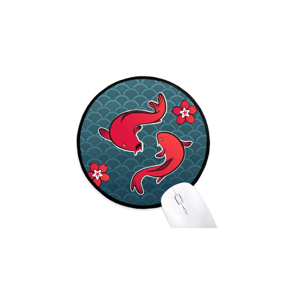 Fish Japan Chinese Lucky Mouse Pad Desktop Office Round Mat For Computer Red 697184821288