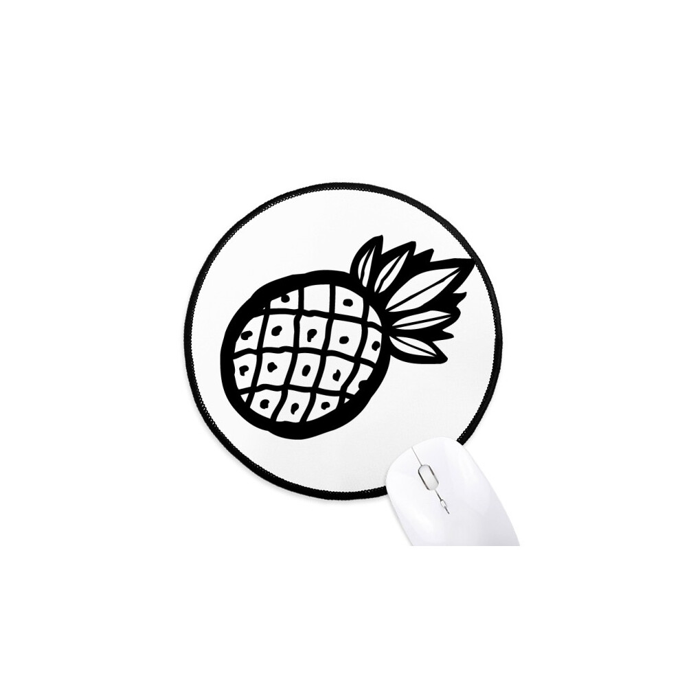 Pineapple Line Drawing Fruit Mouse Pad Desktop Office Round Mat For Computer Black 697184821431