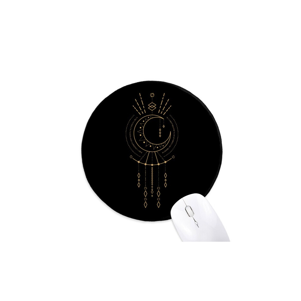 Moon Alien Totem Pattern Geometry Mouse Pad Desktop Office Round Mat For Computer 697184821578