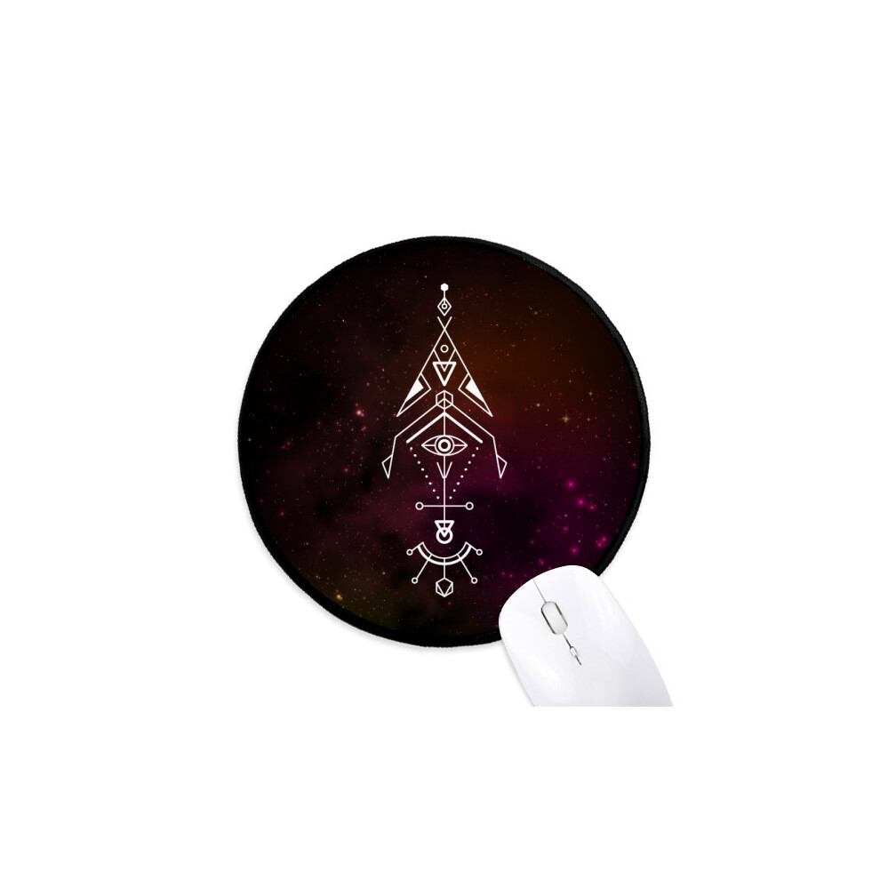 Universe Geometry Alien Totem Mouse Pad Desktop Office Round Mat For Computer 697184821585