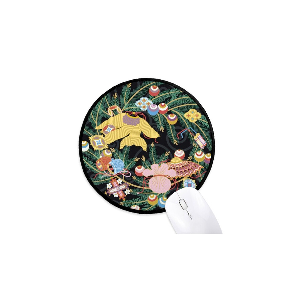 Painting Japanese Culture Flower Mouse Pad Desktop Office Round Mat For Computer 697184821615