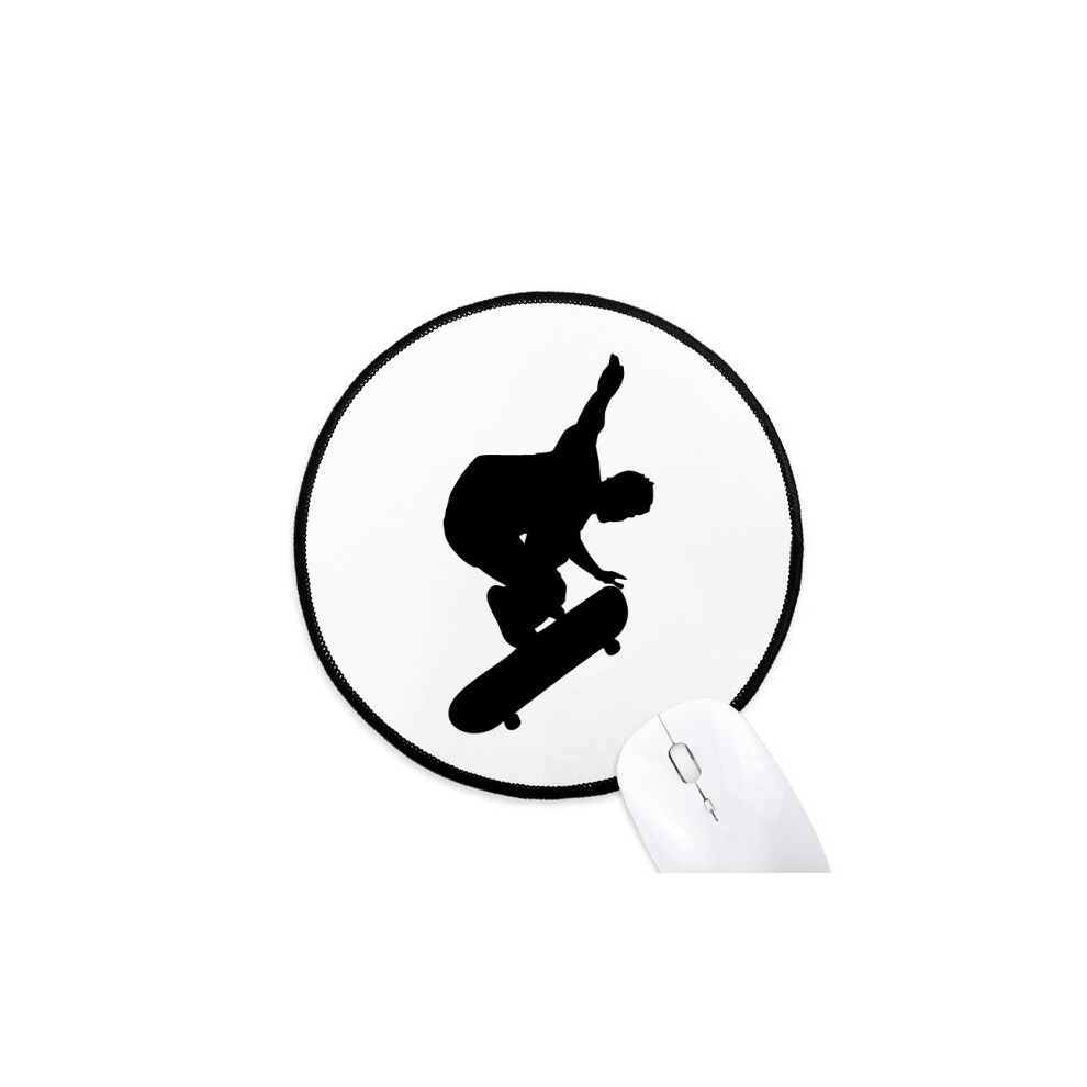 Sports Jumping Skateboard Player Mouse Pad Desktop Office Round Mat For Computer 697184821639