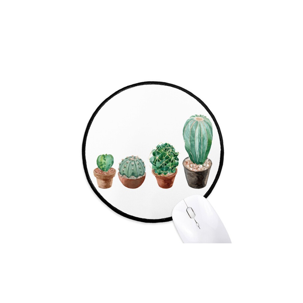 Succulents Cactus Potted Illustration Mouse Pad Desktop Office Round Mat For Computer 697184821721