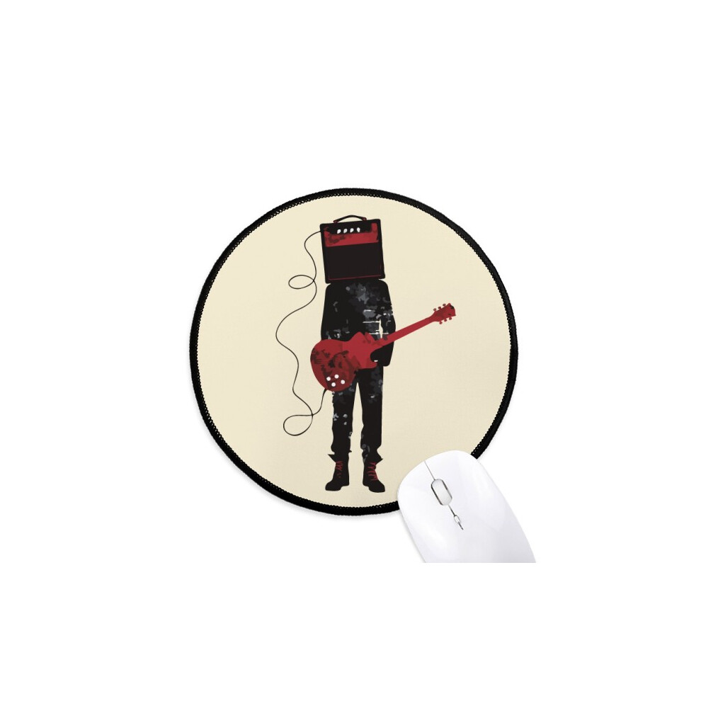 Guitar Music Instruments Man Mouse Pad Desktop Office Round Mat For Computer 697184821769