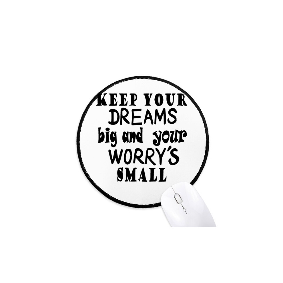 English Word Design Dream And Worry Mouse Pad Desktop Office Round Mat For Computer 697184821868