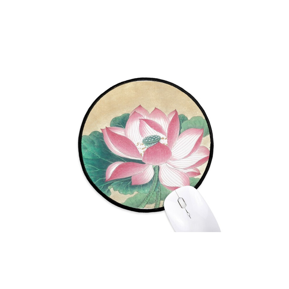 Water Lotus Figure Chinese Painting Mouse Pad Desktop Office Round Mat For Computer 697184822094
