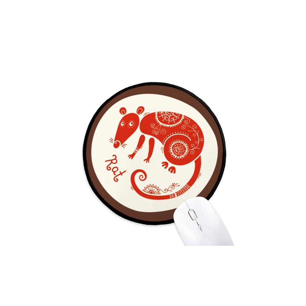Year Of Rat Animal China Zodiac Mouse Pad Desktop Office Round Mat For Computer Red 697184822209